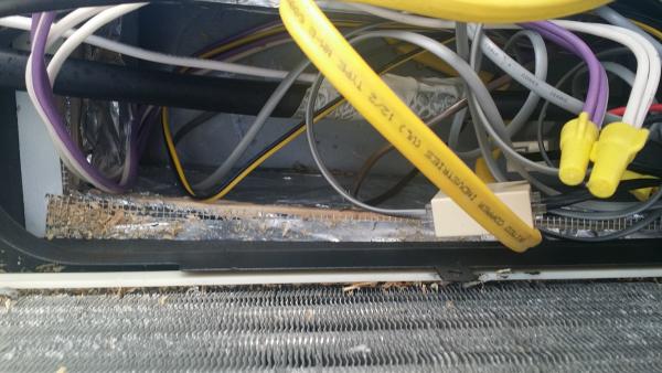 Water filled the return vent, caused failure to communications, as the phone splice was laying in it